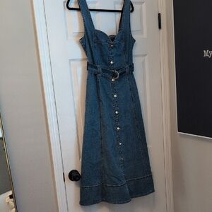 Chic Blue Denim Dress with Belt